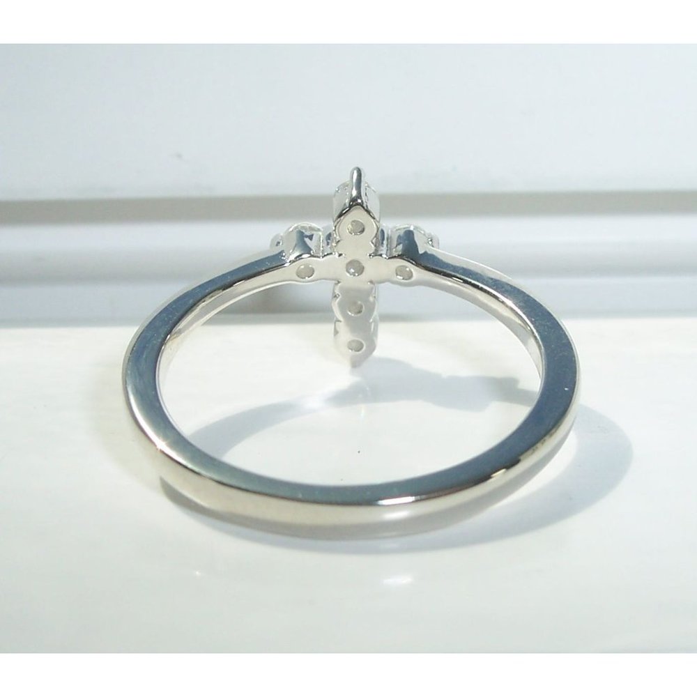 925 STERLING SILVER Dainty Cross Cubic Zirconia Ring - Picture 9 of 16